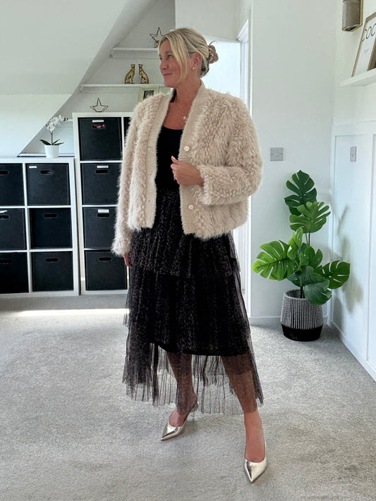 Stella Tiered Leopard Print Tulle Maxi Skirt