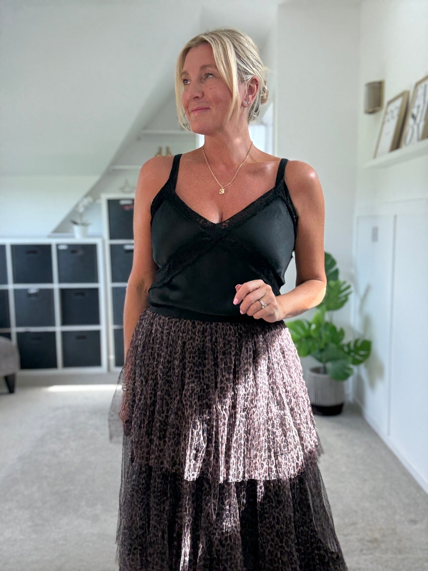 Stella Tiered Leopard Print Tulle Maxi Skirt