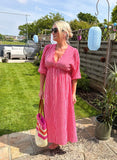 Pink/Orange Stripe Cheesecloth Dress