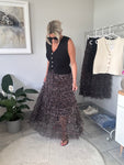 Leopard Print Tulle Ruffle Skirt