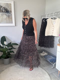 Leopard Print Tulle Ruffle Skirt