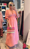 Pink/Orange Stripe Cheesecloth Dress