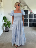 Black Puff Shoulder Maxi Dress