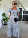 Black Puff Shoulder Maxi Dress