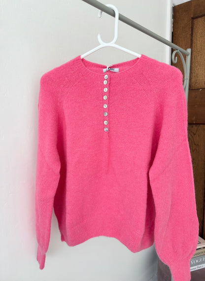 Bubblegum Pink Alpaca Mix Button Jumper
