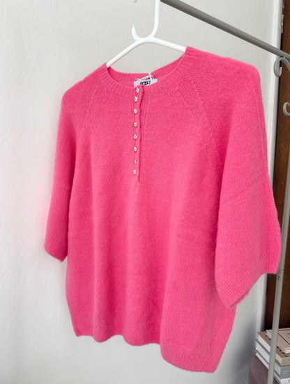 Navy Alpaca Mix Diamanté Button Jumper