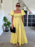 Black Puff Shoulder Maxi Dress