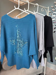 Black Sequin Star Batwing Jumper