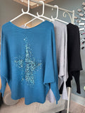Black Sequin Star Batwing Jumper