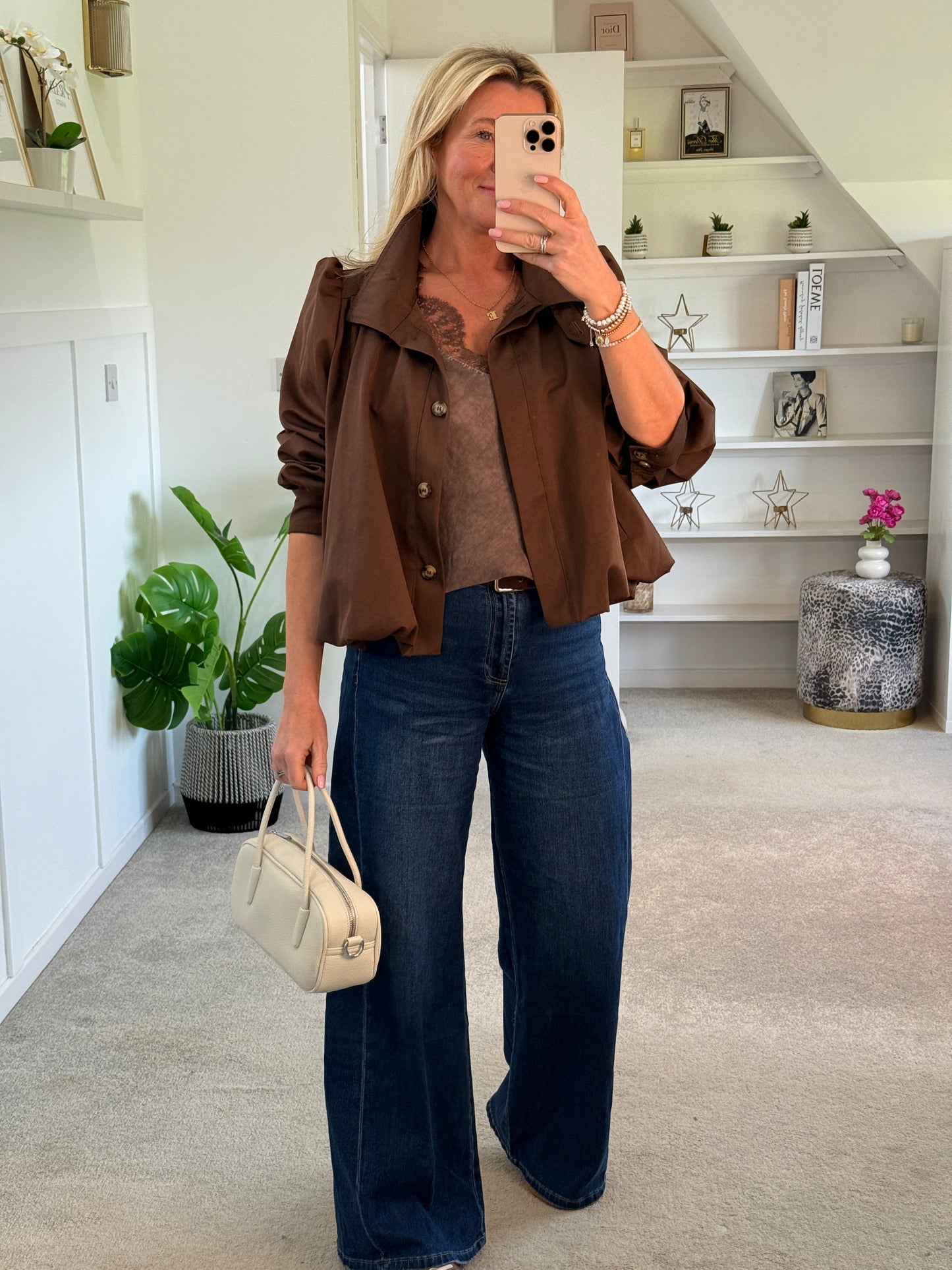 Coffee Chloe Puff Sleeve Jacket
