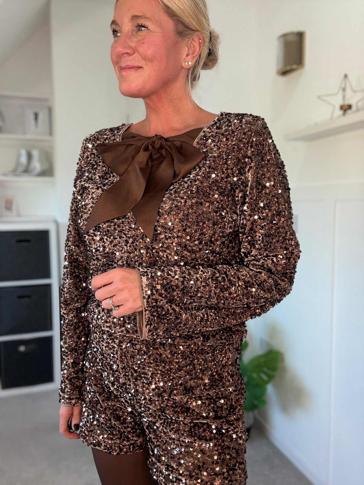 Chestnut Sequin Shorts