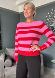 Oatmeal Stripe Jumper with Button Detailed Sleeves