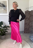 Hot Pink Satin Slip Skirt