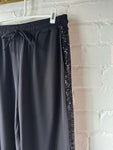Black Luxe Sequin Stripe Wide Leg Trousers