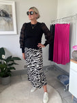 Zebra Print Satin Slip Skirt