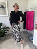 Zebra Print Satin Slip Skirt