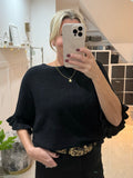 Black Frill Sleeve Batwing Jumper