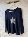 Star Fine Knit V Neck Jumper | 4 Colours