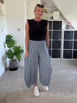 Light Blue Washed Linen Barrel Pocket Trousers