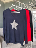 Star Fine Knit V Neck Jumper | 4 Colours