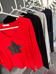 Star Fine Knit V Neck Jumper | 4 Colours
