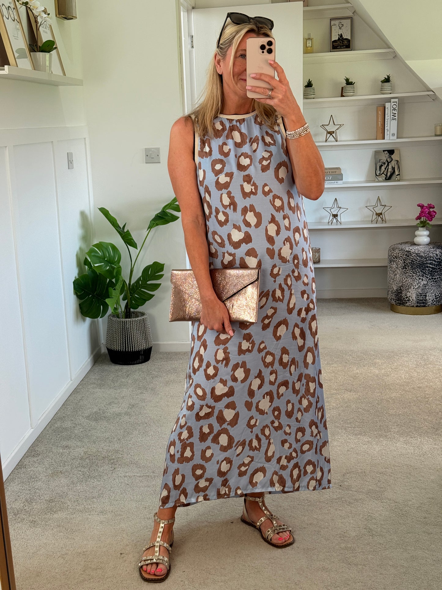 Pastel Blue Leopard Print Shift Dress