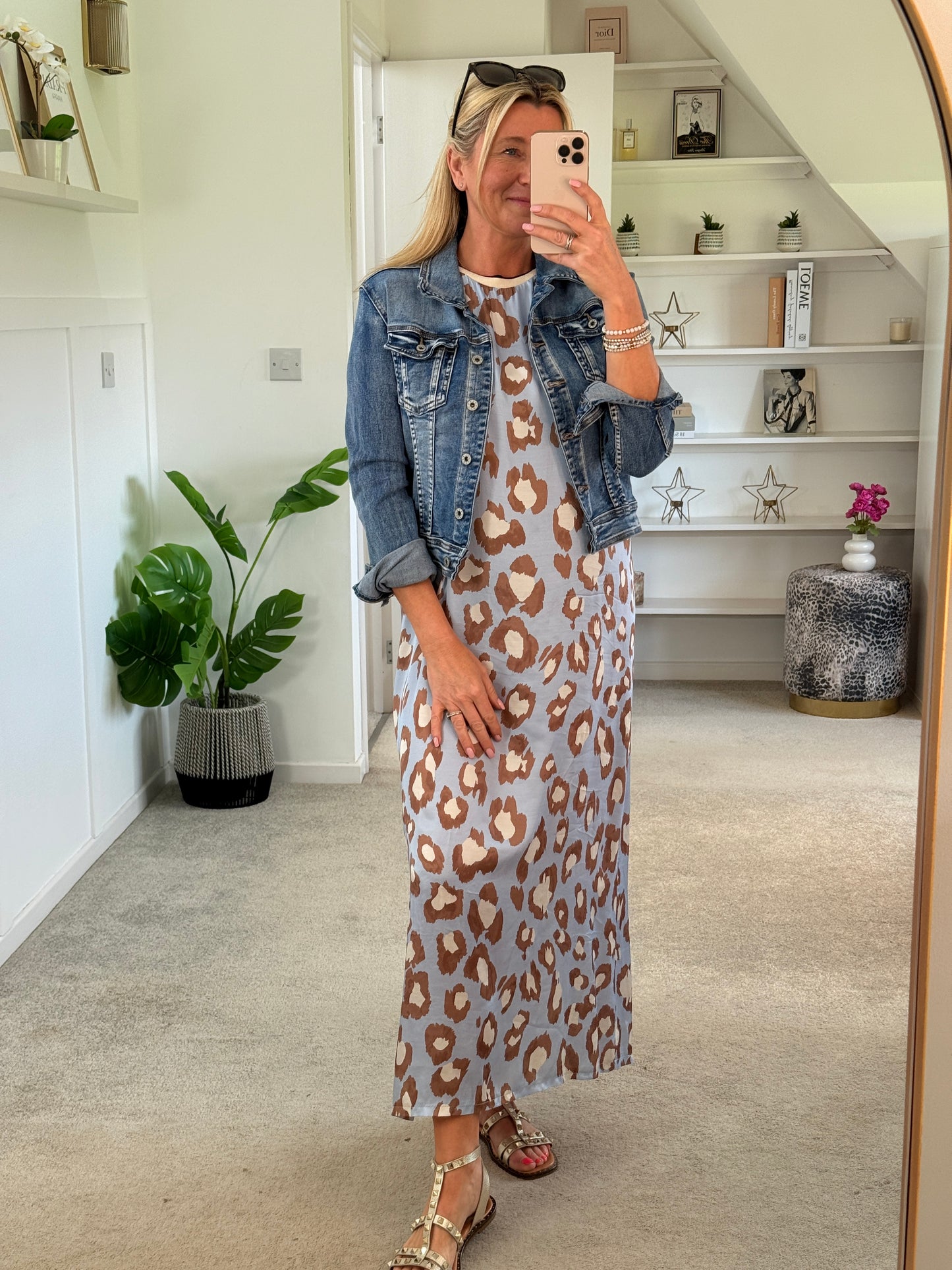 Pastel Blue Leopard Print Shift Dress