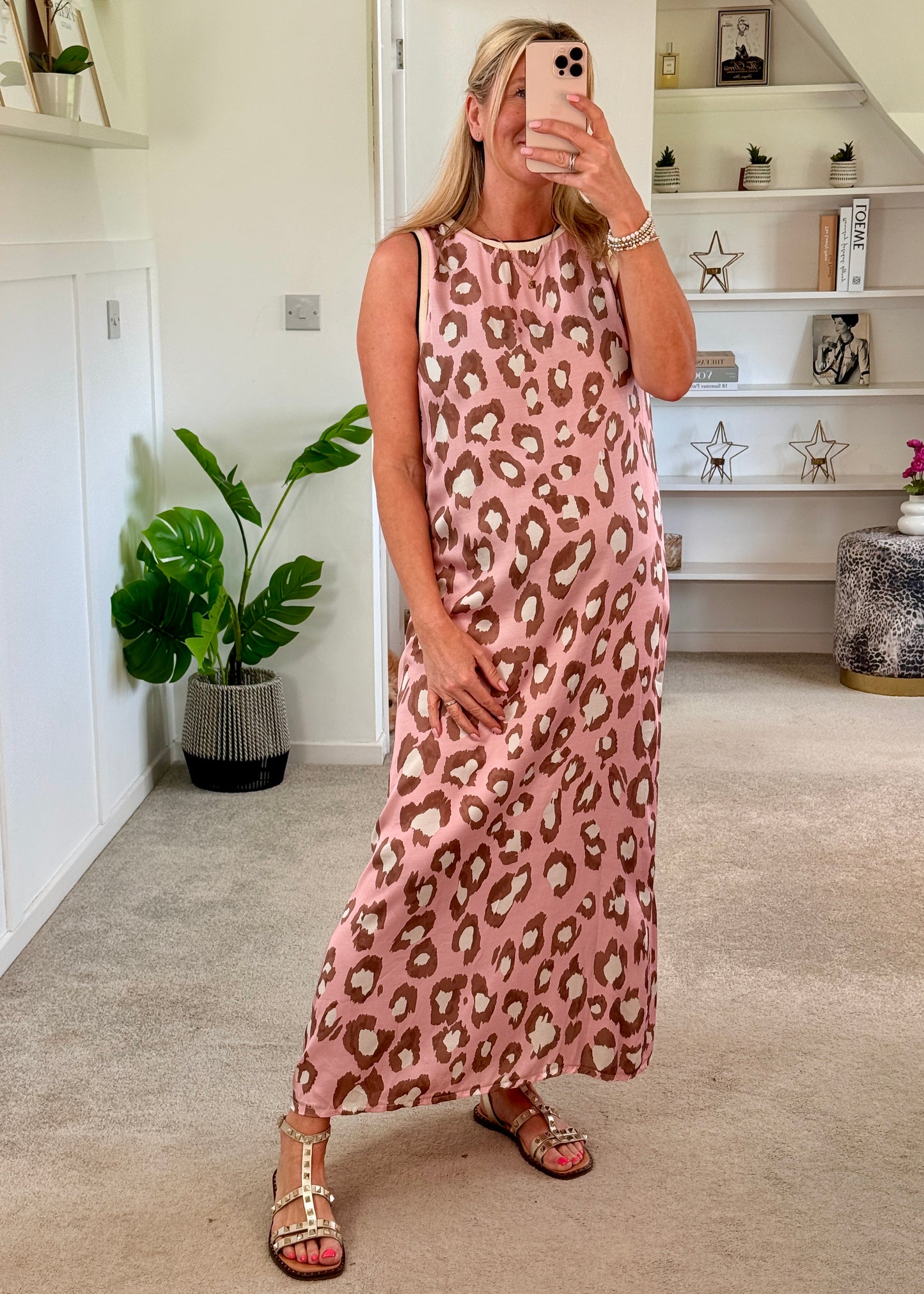 Pastel Pink Leopard Print Shift Dress