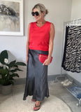 Charcoal Grey Satin Slip Skirt