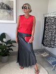 Charcoal Grey Satin Slip Skirt