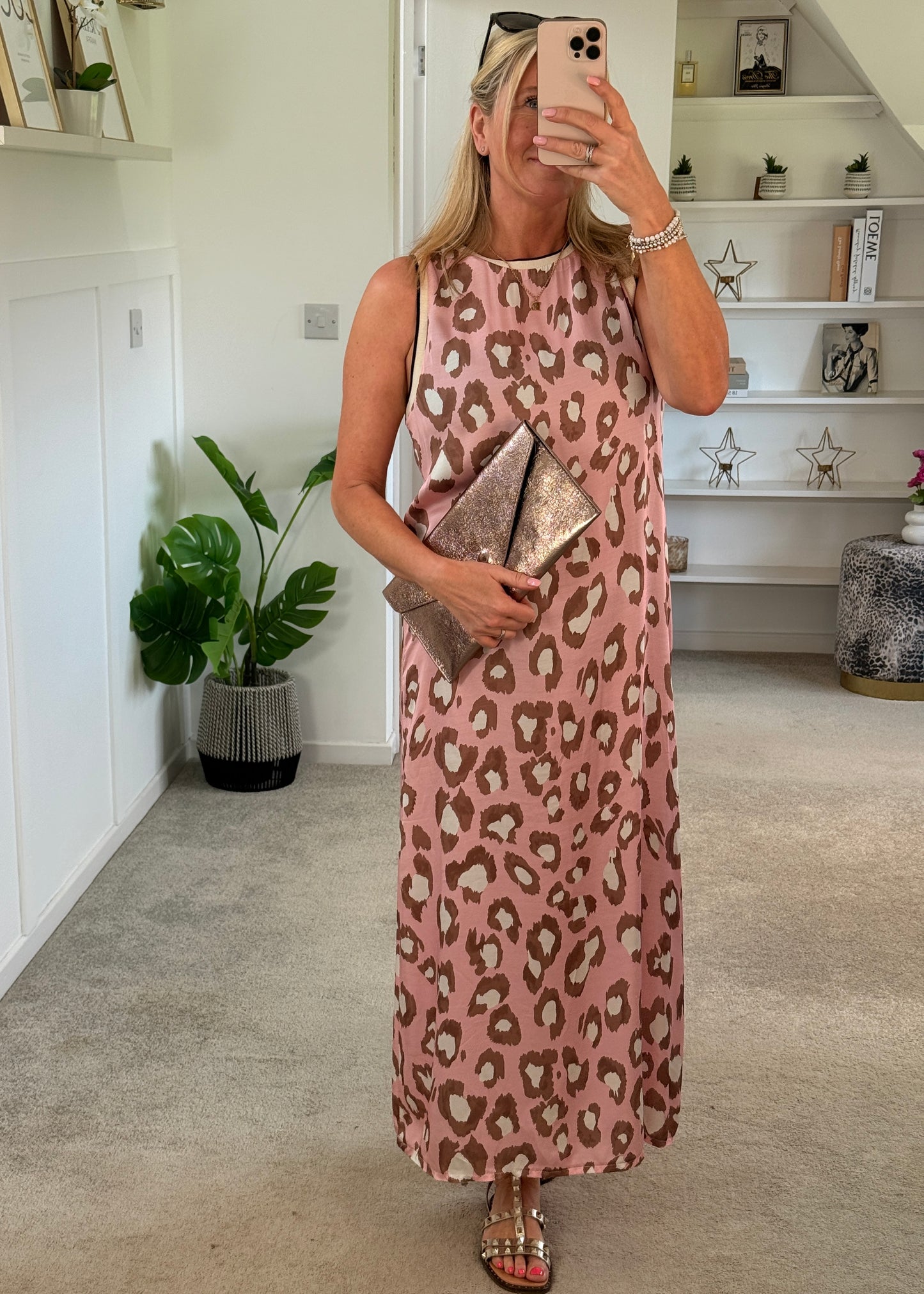 Pastel Pink Leopard Print Shift Dress