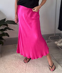 Hot Pink Satin Slip Skirt