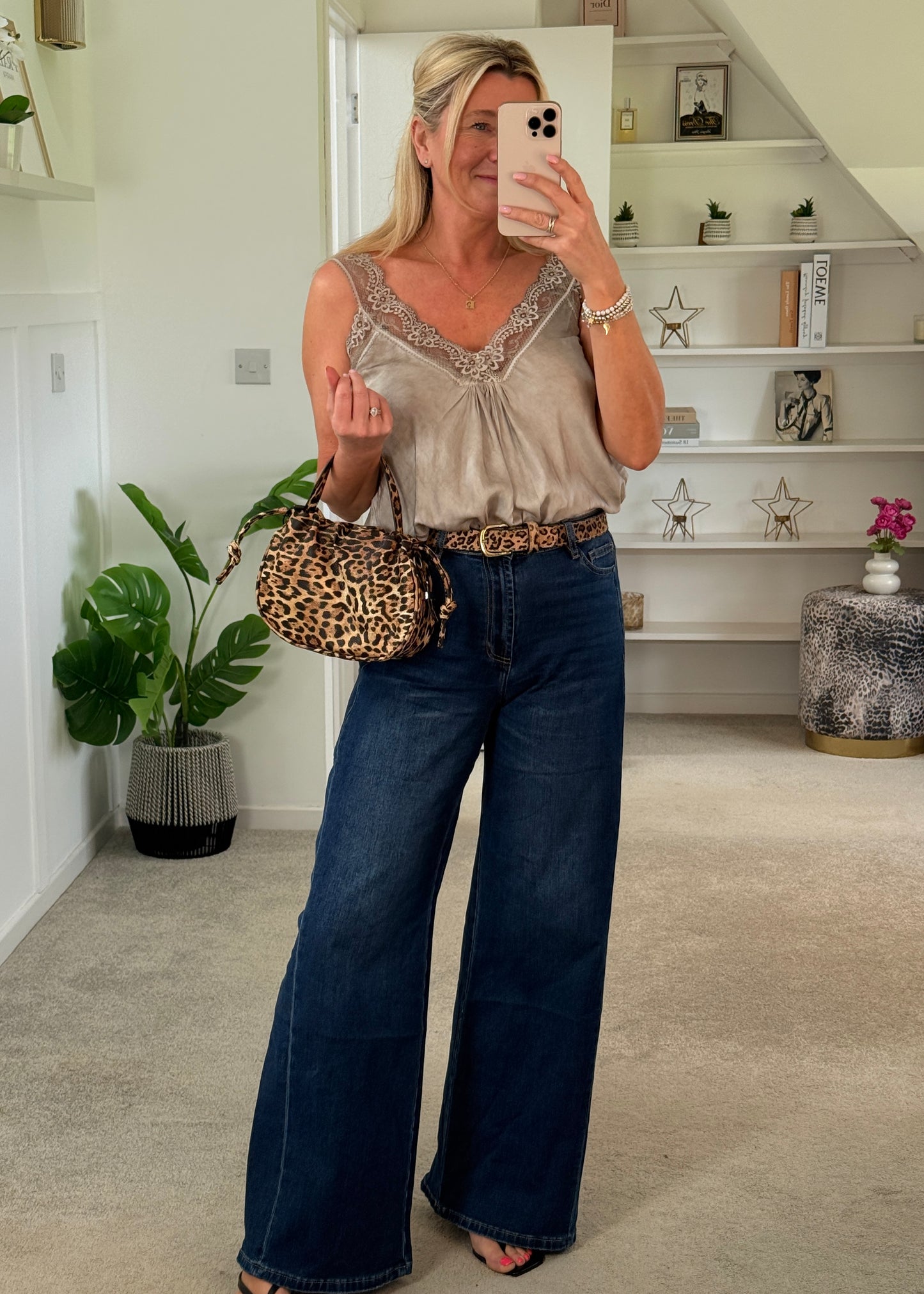 Mocha Satin/Lace Gathered V Neck Top