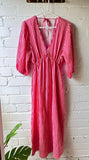 Pink/Orange Stripe Cheesecloth Dress