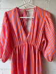 Pink/Orange Stripe Cheesecloth Dress