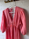 Pink/Orange Stripe Cheesecloth Dress