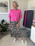 Zebra Print Satin Slip Skirt