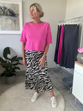 Zebra Print Satin Slip Skirt