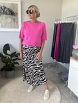 Zebra Print Satin Slip Skirt