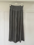 Dark Grey Washed Linen Wide Leg Trousers
