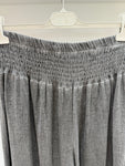Dark Grey Washed Linen Wide Leg Trousers