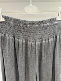 Dark Grey Washed Linen Wide Leg Trousers