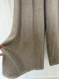 Dark Grey Washed Linen Wide Leg Trousers