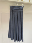 Navy Washed Linen Panel Skirt