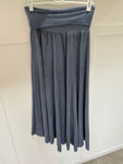 Navy Washed Linen Panel Skirt