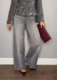 Madison Light Grey High Waist Wide Leg Jeans