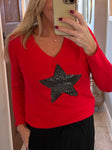 Star Fine Knit V Neck Jumper | 4 Colours