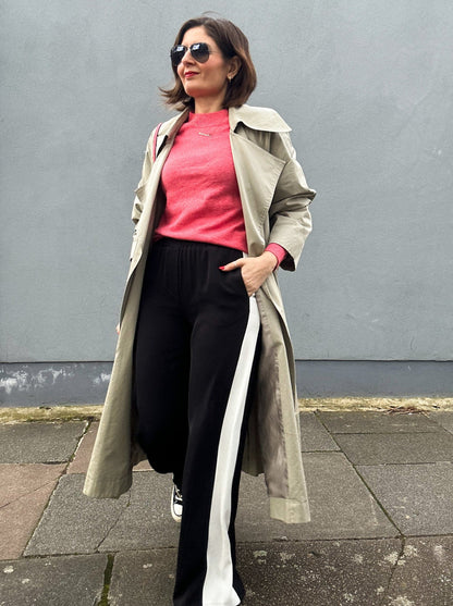 Black/White Stripe Wide Leg Trousers