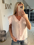 Blush Pink Frill Sleeve Linen Top