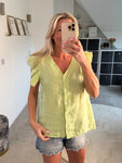 Lime Frill Sleeve Linen Top